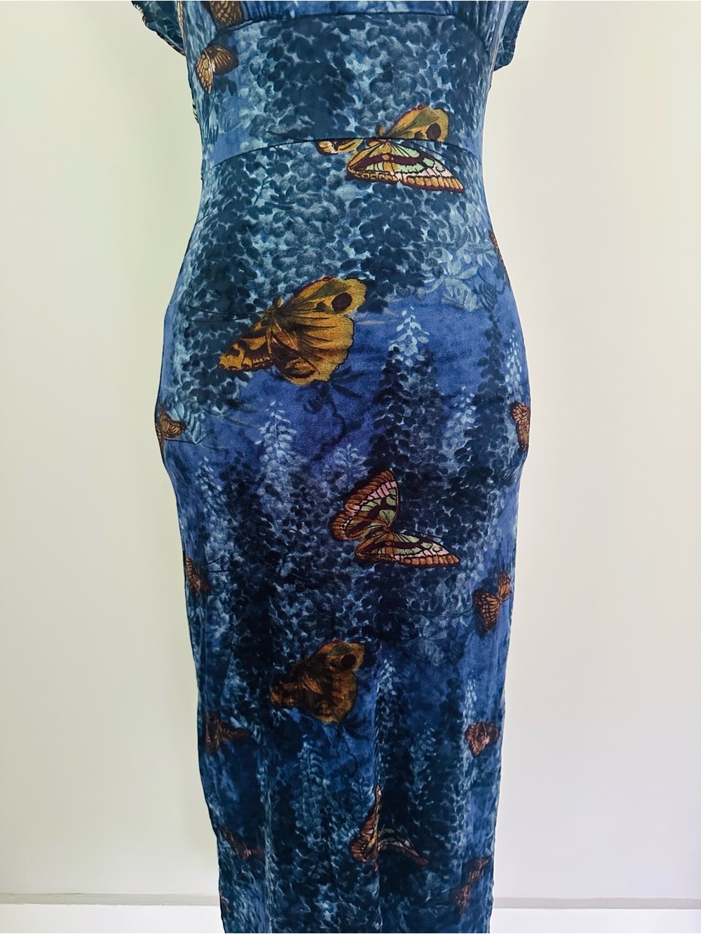 Vintage 90’s Betsey Johnson off the shoulder blue butterfly dress - Picture 3 of 10